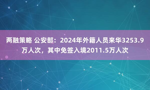 两融策略 公安部：2024年外籍人员来华3253.9万人次，其中免签入境2011.5万人次