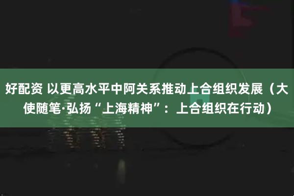好配资 以更高水平中阿关系推动上合组织发展（大使随笔·弘扬“上海精神”：上合组织在行动）