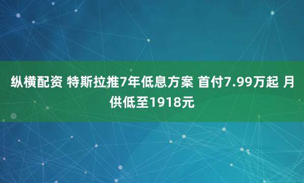 纵横配资 特斯拉推7年低息方案 首付7.99万起 月供低至1918元